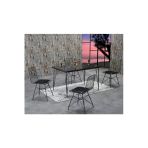 Avvio Rozalin 4 Kişilik Siyah Mermer Görünümlü Metal Mutfak Masası Takımı-Siyah Tel Sandalyeli 80X120 Cm