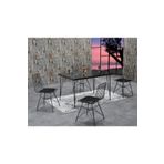 Avvio Rozalin 4 Kişilik Siyah Mermer Görünümlü Metal Mutfak Masası Takımı-Siyah Tel Sandalyeli 80X120 Cm