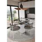 Avvio Savana Beyaz Lake Mdf Ayak 90x90 Yemek Masası Mutfak Masası 4 Kişilik Masa Takımı Teddy Sandalye SİYAH MERMER