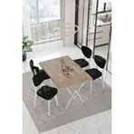Avvio Senta Beyaz Elma Sandalye 80X120 Yemek Masası Mutfak Masası 4 Kişilik Masa Sandalye Takımı