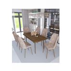 Avvio Sümela 80X130(Kapalı) 80X170(Açık) Yemek Masası Takımı Mutfak Masası Takımı Capucino 6 Sandalyeli