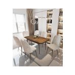 Avvio Sümela 80X130(Kapalı) 80X170(Açık) Yemek Masası Takımı Mutfak Masası Takımı Krem 6 Sandalyeli