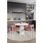 Avvio Sweet Pink Dreams Ptt Lake Mdf Ayak 4'lü Teddy Sandalye 90x90 Masa Sandalye Takımı ( Bukle Kumaş) BEYAZ
