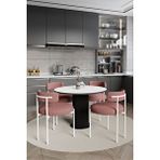 Avvio Sweet Pink Dreams Ptt Lake Mdf Ayak 4'lü Teddy Sandalye 90x90 Masa Sandalye Takımı ( Bukle Kumaş) DÜZ BEYAZ