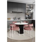 Avvio Sweet Pink Dreams Ptt Lake Mdf Ayak 4'Lü Teddy Sandalye 90X90 Masa Sandalye Takımı ( Bukle Kumaş)