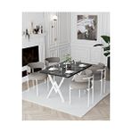 Avvio Trend Beyaz Teddy Sandalye 80x120 Yemek Masası Mutfak Masası 4 Kişilik Masa Sandalye Takımı SİYAH MERMER