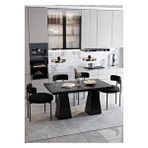 Avvio Venera Lake Mdf Ayak Teddy Sandalye 80x120 Yemek Masası Mutfak Masası 4 Kişilik Masa Sandalye Takım SİYAH MERMER