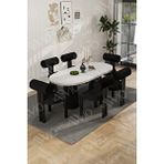 Avvio Verona Bohem Ayak 6'lı Metal Pofi Demonte Sandalye 80x160 Masa Sandalye Takımı Beyaz