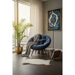 AVYNA Chic Modern Berjer | Tay Tüyü Kumaşlı Ergonomik Tekli Koltuk | Kitap Okuma ve Rahat Dinlenme Koltuğu Lacivert