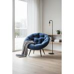 AVYNA Geniş Oturma Alanlı Modern Berjer Tekli Koltuk | Dinlenme ve Kitap Okuma Koltuğu | Lacivert - 92x92