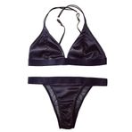 Awake Lingerie Uyanık İç Çamaşırı Şık Seksi İç Çamaşırı Seti, Kadınlar için Saten Sütyen ve Şeffaf Bikini İpeksi Çapraz Sütyen Telsiz Dolgusuz, siyah, XL