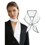 AWAYTR Uzun ipek eşarp kadın saç eşarp saten boyun eşarp kravat Bandana kafa atkı eşarp kenar şal çanta için, Beyaz + Siyah Mozaik, 57 inches