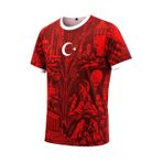 AWE Türkiye Baskılı Erkek Forma,%100 Polyester, Kısa Kollu, Yuvarlak Yaka, Ay Yıldız ve İstanbul Desenli Taraftar Forması (Kırmızı, S)
