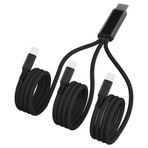 Awnuwuy Çoklu USB C Kablosu 4FT, 3'ü 1 Arada Çoklu Tip C Şarj, 3A Splitter USB-C Şarj, Siyah Naylon Kablo, USB C - 3 USB C Bağlantı Noktası, iPhone 15, iPad Pro/Air,Samsung S24, Google, Android, Kindle yangın