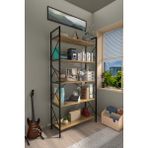Awox Modern Tasarımlı 5 Raflı Kitaplık 180X90X30 Atlantik Çam Renk Suntalam ve Metal Malzeme ile Geniş Depolama