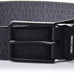 A|X ARMANI EXCHANGE Erkek Allover Kabartmalı Logo Ters Çevrilebilir Kemer, Siyah/Gri, Tek Beden
