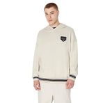 A|X ARMANI EXCHANGE Erkek Collegiate Kapsül Pamuk Fransız Terry Logo Yama Kazak Hoodie Sweatshirt, Gümüş Astar, S