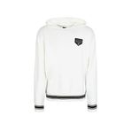 A|X ARMANI EXCHANGE Erkek Collegiate Kapsül Pamuk Fransız Terry Logo Yama Kazak Hoodie Sweatshirt, Kırık beyaz, L