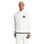 A|X ARMANI EXCHANGE Erkek Collegiate Kapsül Pamuk Fransız Terry Logo Yama Kazak Hoodie Sweatshirt, Kırık beyaz, S