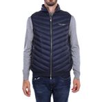 A|X ARMANI EXCHANGE Erkek Gerçek Kuş Tüyü Kapitone Paketlenebilir Yelek, Lacivert/Melanj Gri, Small