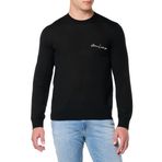 A|X ARMANI EXCHANGE Erkek Merinos Yün Karışımı İmza Logo Bisiklet Yaka Kazak Kazak, Siyah, S