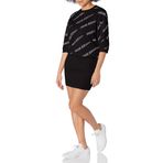 A|X ARMANI EXCHANGE Kadın kısa kollu şifre baskı örgü Bodycon kazak elbise, Siyah Şifre, M