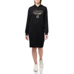 A|X Armani Exchange Kadın Kolej Kapsül Metalik Logo Sweatshirt Elbise, Siyah, M