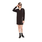 A|X Armani Exchange Kadın Pamuklu Fransız Terry V Yaka Mini Sweatshirt Elbise, Siyah, S