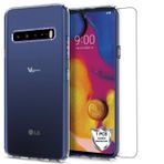 Axcellent LG V60 ThinQ 5G için Kılıf + Temperli Cam Ekran Koruyucu, Şeffaf Şeffaf Ultra İnce Koruyucu Darbeye Dayanıklı Arka TPU Silikon Jel Kılıf LG V60 ThinQ 5G için