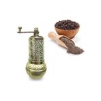 Axe Grinder Şık Parlak Sarı Renkli Osmanlı Motifli Otantik El Yapımı Karabiber Tuz Pirinç Değirmeni