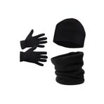 AXE SPORTSWEAR Erkek Siyah Kışlık Polar Eldiven - Polar Bere - Polar Boyunluk 3'lü Set
