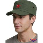 Axe Sportswear Yazlık Yıldız Nakışlı Arkası Cırtlı Ayarlanabilir Castro Cap Kep Avcı Model Şapka - Standart - Askeri Yeşil