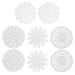 AXERHK Tığ işi örtü, masa seti, 8 adet masa seti, yuvarlak, Fransız dantel altlık, vintage rustik servis altlığı, yuvarlak, mutfak, yemek odası, düğün, komodin, dekorasyon, parti dekorasyonu