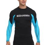 AXESEA Erkek Uzun Kollu Rash Guard Çabuk Kuruyan UPF 50+ Hafif Mayo Yüzme Tişörtü, Siyah, L