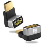 AXFEE Dik Açı HDMI Adaptörü 8K, 270 Derece Erkek - Dişi HDMI Konnektörü, HDMI Adaptörleri Desteği 8K & 3D, TV, Projektör, Monitör, Dizüstü Bilgisayar, 2 Paket