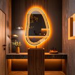 Axira Led'li Lazer Kumlamalı Lavabo & Banyo Aynası (Dokunmatik Sensörlü) amber ledli 100 x 65