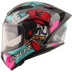 Axor Street Hiphop Kask Black Pink - Pinlock Dahil - M - Renkli