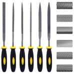Axroad Mall İğne törpü seti, 6 parça, saplı mini karbon çelik törpü seti, düz/düz/yarı yuvarlak/kare/yuvarlak/üçgen, metal, ahşap, cam, plastik için uygundur (küçük)