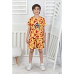 Axxan Bape Şort Tişort Ikili Takım Erkek Çocuk Şortlu Takım Kız Çocuk Şortlu Takım Dijital Baskılı - 14 - 15 Yaş - Sarı