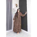 Axxan pamuklu viskon elbise desenli yarım dügmeli terletmeyen tesettür elbise Çok Renkli 42-44