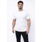 Axxel Erkek Beyaz Kısa Kollu Bisiklet Yaka T-SHIRT-D677 - XL