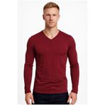 AXXEL Erkek Bordo Pamuklu Likralı Süprem Uzun Kollu T-shirt-D236