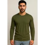 AXXEL Erkek Haki Pamuklu Likralı Süprem Uzun Kollu T-shirt-D240