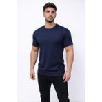 Axxel Erkek Lacivert Kısa Kollu Bisiklet Yaka T-SHIRT-D677 - 2XL