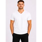 Axxel Erkek Pamuklu V Yaka Kısa Kollu T-SHIRT-D804 - Beyaz - 3XL
