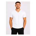 Axxel Erkek Pamuklu V Yaka Kısa Kollu T-SHIRT-D804 - Beyaz