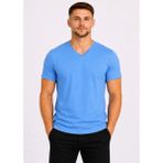 Axxel Erkek Pamuklu V Yaka Kısa Kollu T-SHIRT-D804 - Mavi - 2XL