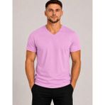 Axxel Erkek Pembe Pamuklu V Yaka Kısa Kollu T-SHIRT-D804 - 2XL