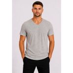 Axxel Erkek Toprak Melanj Pamuklu V Yaka Kısa Kollu T-SHIRT-D804 - 2XL
