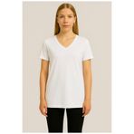 AXXEL Kadın Beyaz Kısa Kollu Pamuklu Oversize Rahat Kesim T-shirt-d804-k